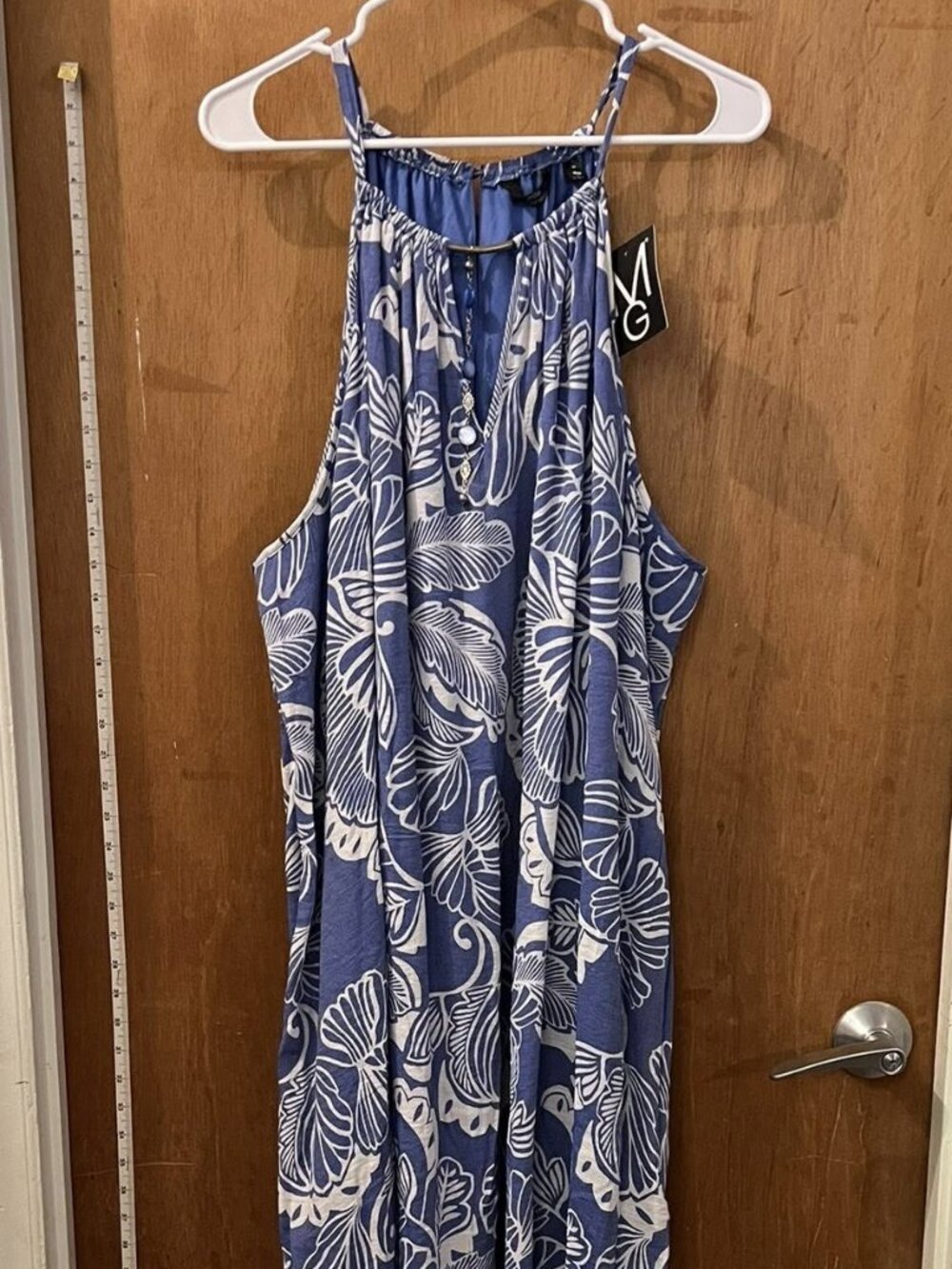 Size 3X - Mlle Gabrielle - NWT - Blue and White Floral Flowy Sleeveless Dress
